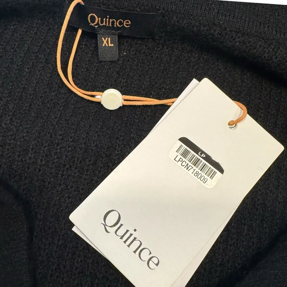 Quince | NEW Baby Alpaca-Wool Waffle Stitch Polo Sweater in Black Size XL - Picture 10 of 11